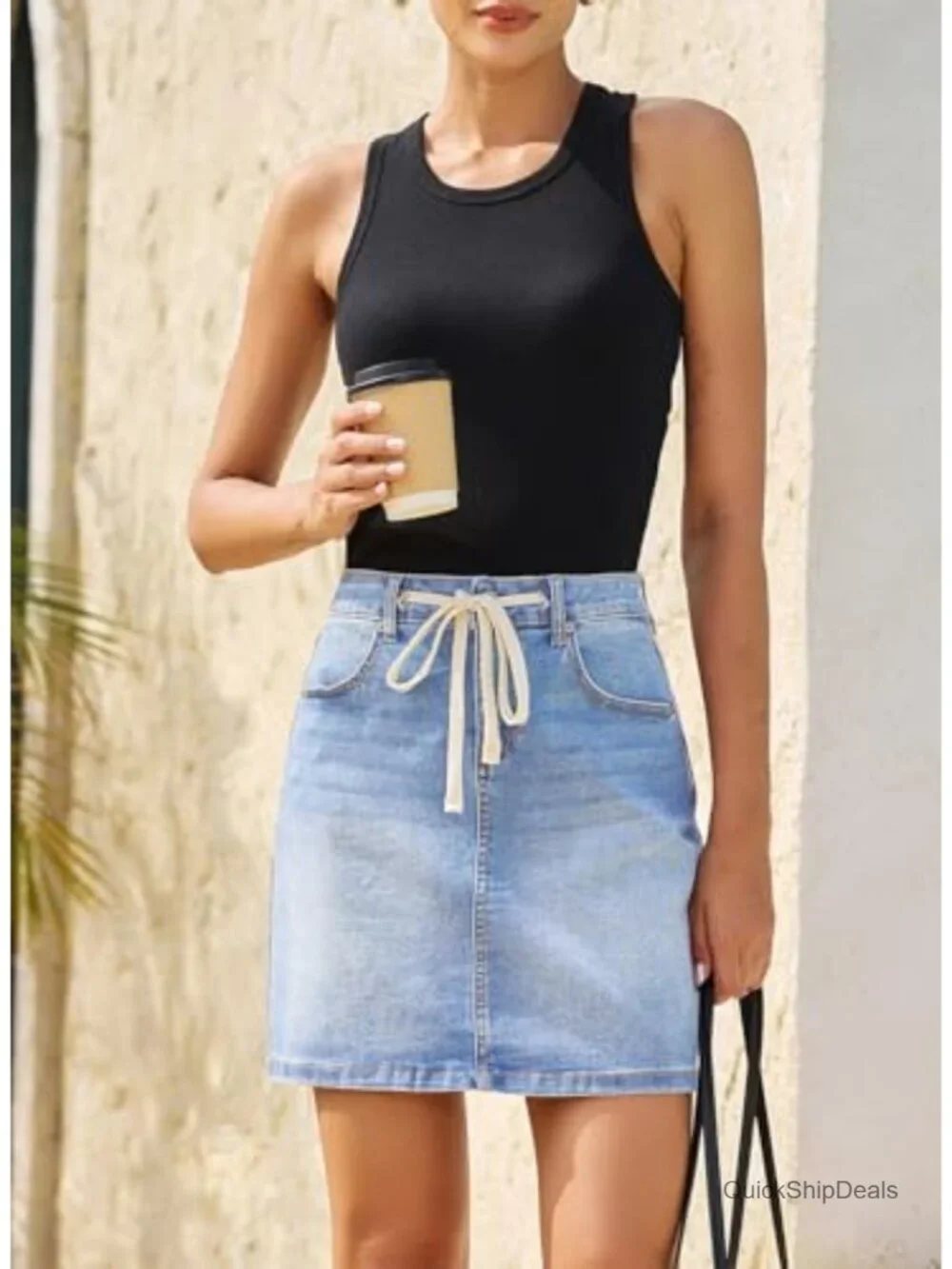 Women's High Waist Drawstring Stretchy Casual Summer Loose Fit Trendy Mini